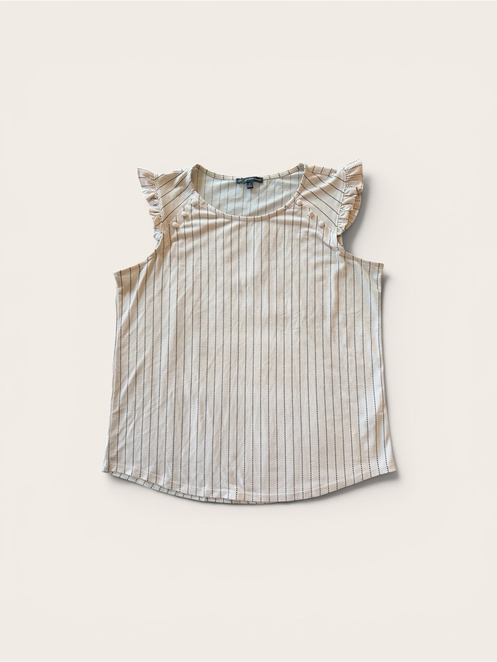 Adrianna Papell Sleeveless Blouse Beige Pinstripe Women’s M